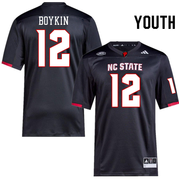 Youth #12 Devan Boykin NC State Wolfpack College Football Jerseys Stitched-Black